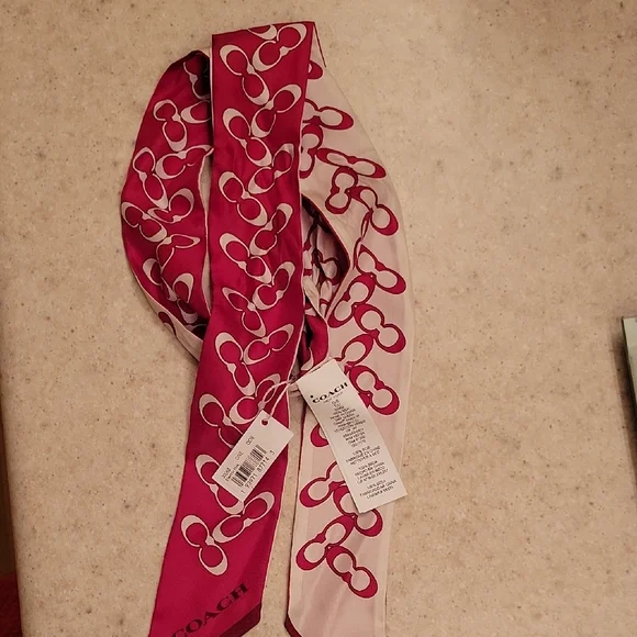 Coach Pink and Cream Women's Scarf - Picture 4 of 7